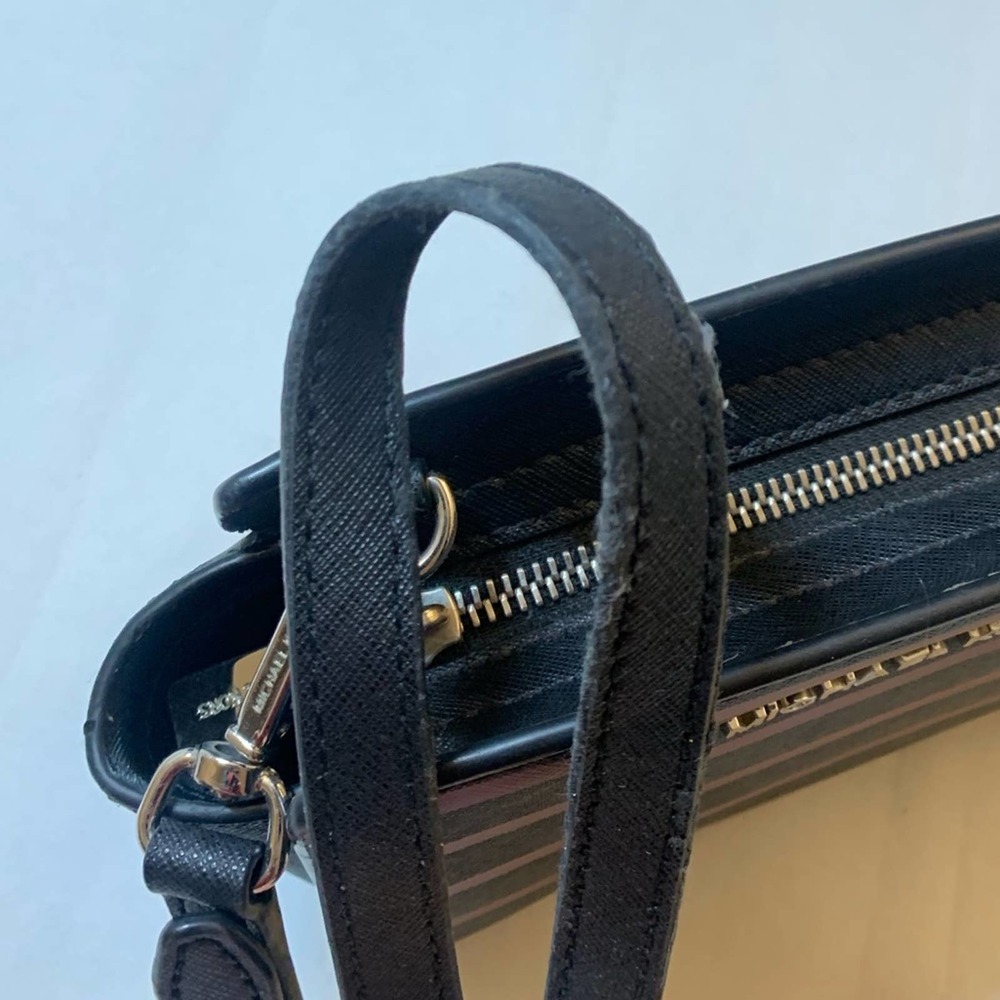 Michael Kors Mini Bag Striped Crossbody Black Violet Messenger Selma - Picture 14 of 14